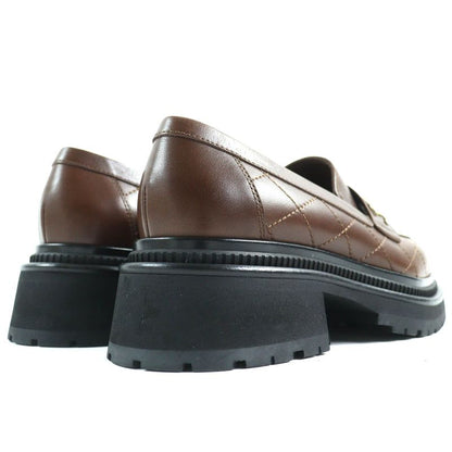 CHANEL 23A G45074 Coco Mark Matelasse Thick Soled Leather Loafers Brown Black