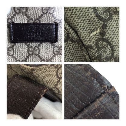 Gucci Beige Dark Brown GG Supreme Canvas 141624 Tote Bag Shoulder Bag Women