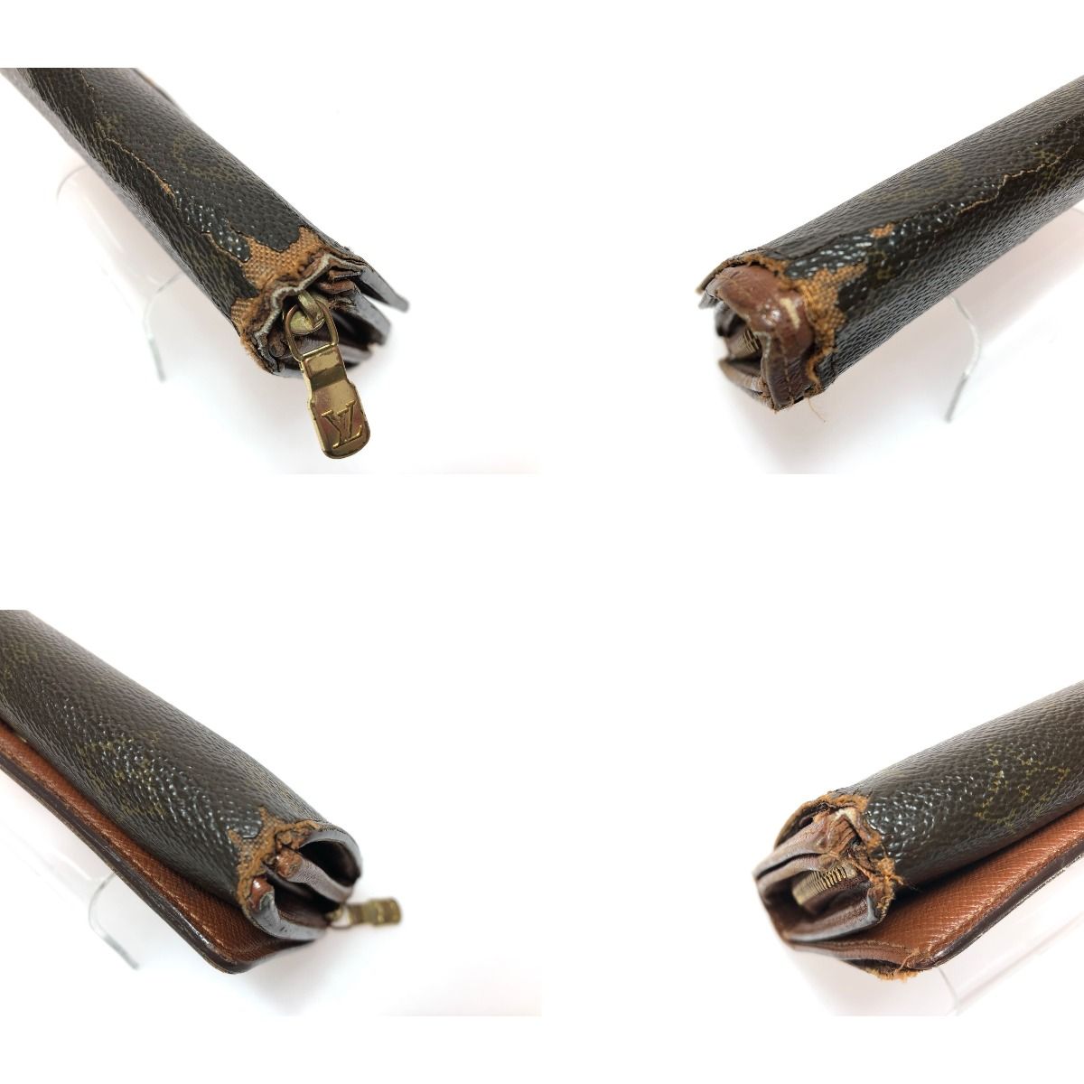 Louis Vuitton Bifold Wallet L-Shaped Zipper Monogram Porte Monet Pied Tresor