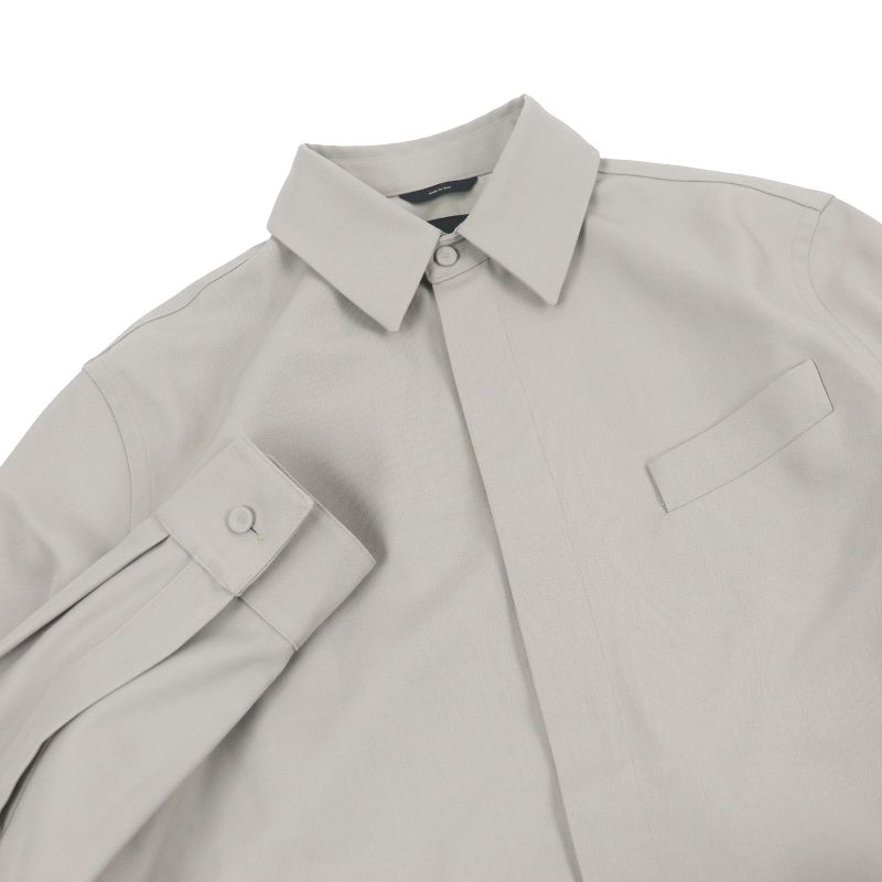 Fendi 2022 Fw1145 Fly Front FF Logo Embroidery Long Sleeve Safari Shirt Beige