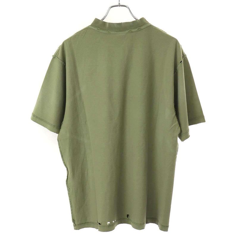Balenciaga 25ss Medium Fit T-Shirt Inside Out Logo T-Shirt 822441 Tsva2 Green