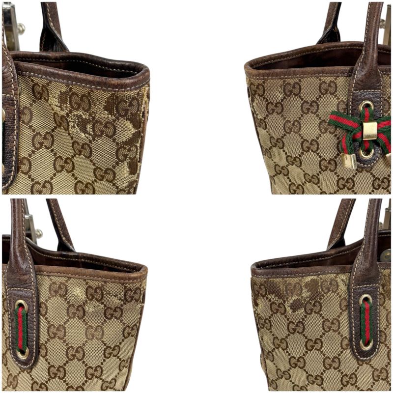 Gucci Tote Bag GG Canvas Leather Sherry Line Shoulder Brown