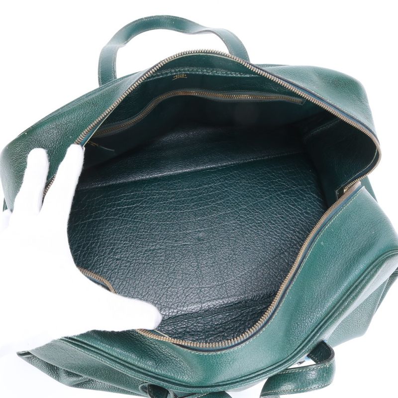 Hermes 00W Marked Gallop 50 Leather Boston Bag Green Business Travel A4 Tote
