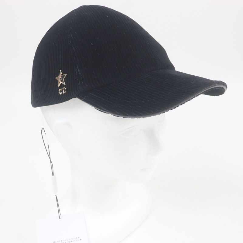 Christian DIOR 45dpv918e141 D-player Corduroy Baseball Cap Hat Black 57 Made