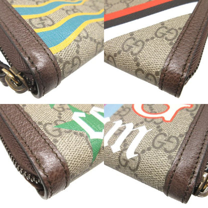 Gucci Diana 658634 Bamboo GG Supreme Leather Beige Brown Round Zipper Long