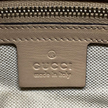 Gucci Handbag GG Pattern 247205 Dark Brown And Beige Mini Boston Leather