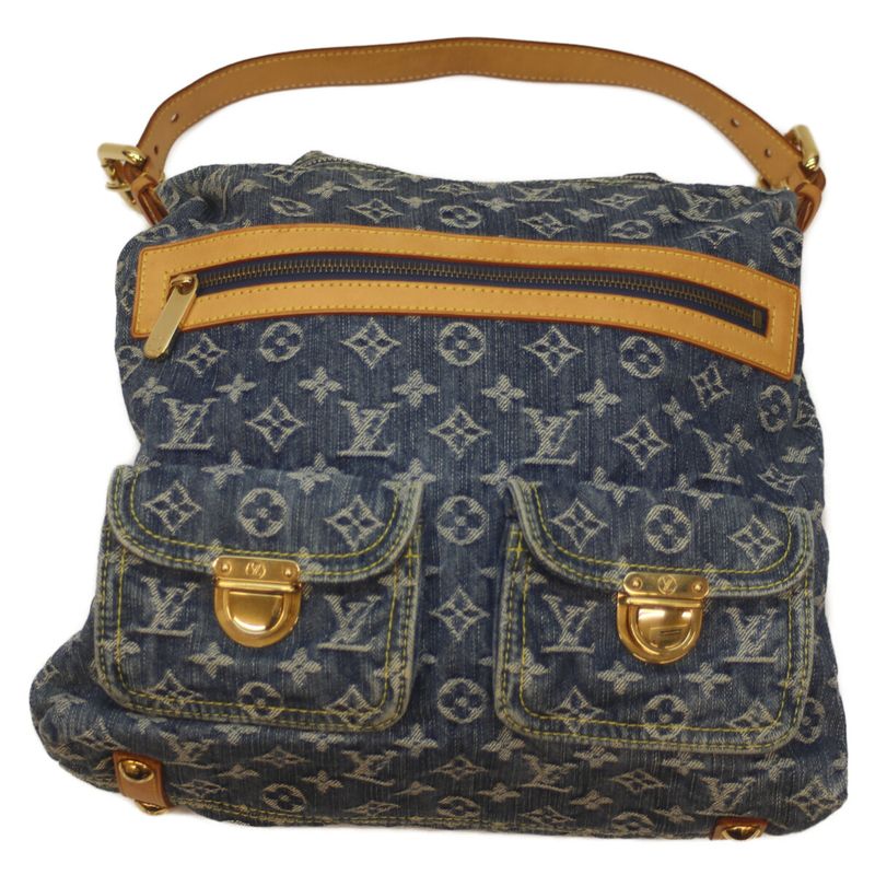 Louis Vuitton 05 M95048 Monogram Denim Baggy GM Handbag Shoulder Blue Denim