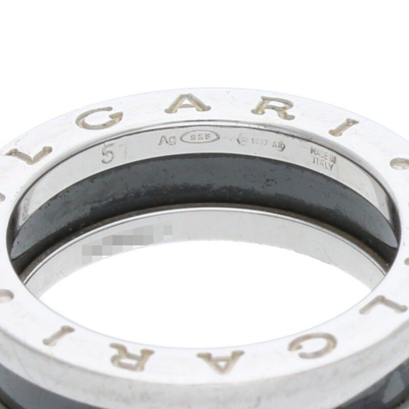 Bulgari B-zero1 Save The Children Black Ceramic Silver Ring Men's 10