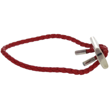 Hermes Silver 925 Leather Silver Hardware Red Bracelet 1125 Hermes