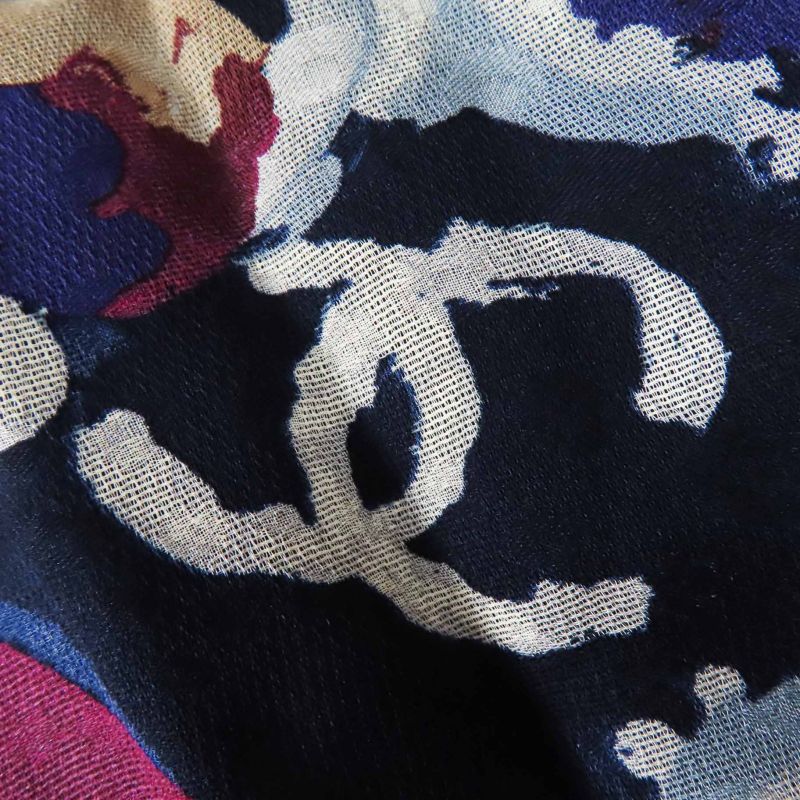 CHANEL P37299 100% Silk Coco Mark Camellia Partially Sheer Chiffon Fabric