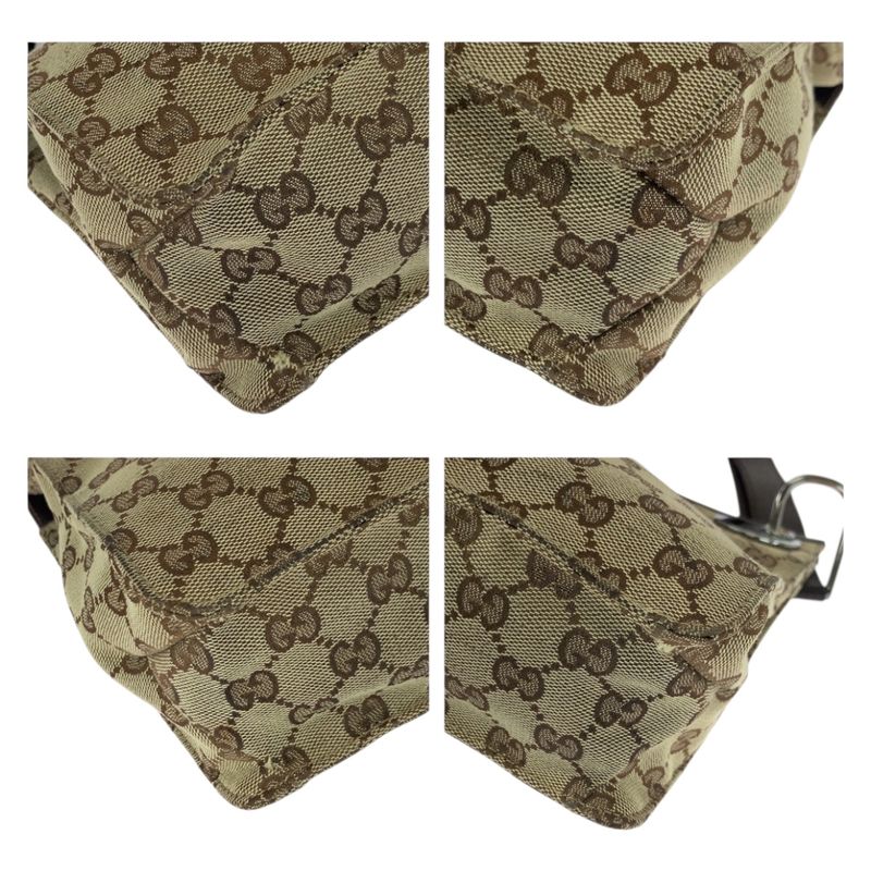 Gucci Brown Beige Silver Hardware GG Canvas 120811 Shoulder Bag Women 505313
