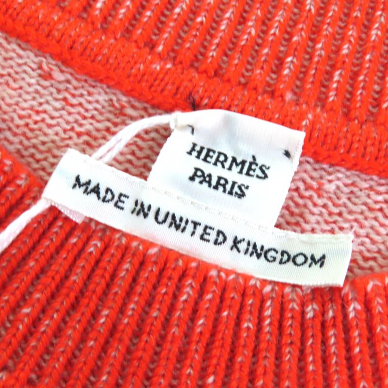 Hermes 2023 3h2600d1 100% Cashmere Circle Logo Part Short Sleeve Knit Top