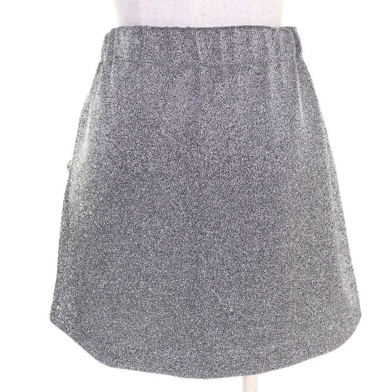 Louis Vuitton 23SS LV Logo Plate Pocket Design Lamé Knit Mini Skirt Silver XS