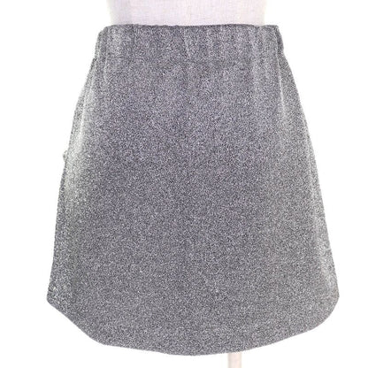 Louis Vuitton 23SS LV Logo Plate Pocket Design Lamé Knit Mini Skirt Silver XS