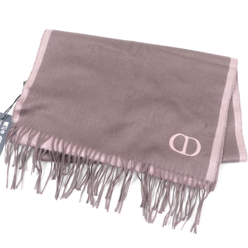 DIOR Homme 93c0015dh001 100% Silk CD Logo Embroidery Fringe Scarf Rose Violet