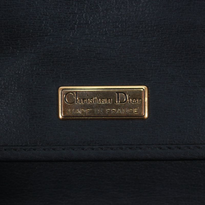 Christian Dior Leather Brown And Black Shoulder Bag Gold