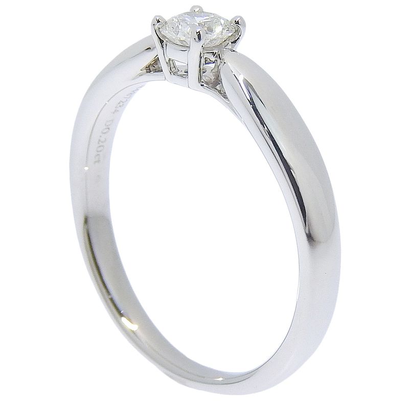 Tiffany & Co Solitaire Pt950platinum And Diamonds #8.5 0.20 Ladies 3.6g Ring