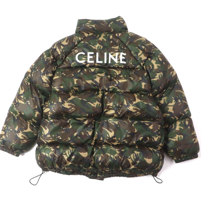 Celine 2w4300610 Logo Print Camouflage Padded Zip-up Jacket Green Brown Multi
