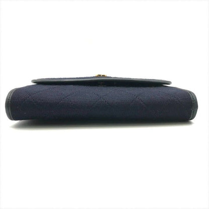 Chanel CC Logo Minimato Cotton Jersey Push Lock Chain Shoulder Bag Navy