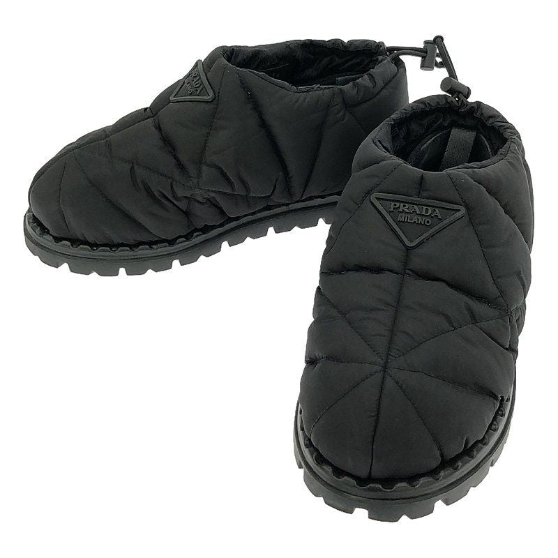 Prada - Triangle Logo Quilted Short Snow Boots - 36 1 2 - Black - Women's