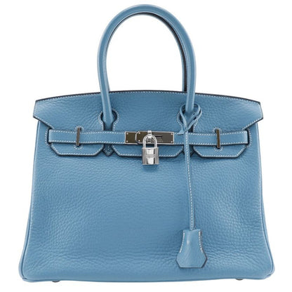 Hermes Birkin 30 Taurillon Clemence Blue Jean Silver Hardware □H Ladies Handbag