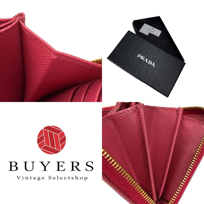 Prada 1ml506 Round Zipper Long Wallet Saffiano Metal Peonia Pinkish PINK