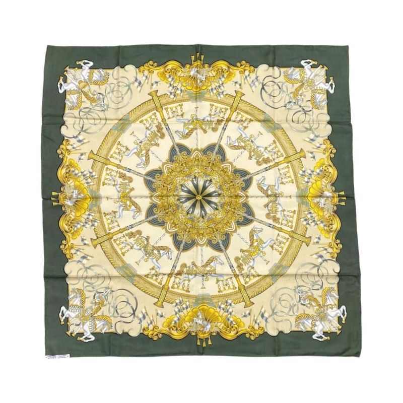 4156 Hermes Silk Scarf Carre 90 Luna Park Merry-Go-Round Amusement Park