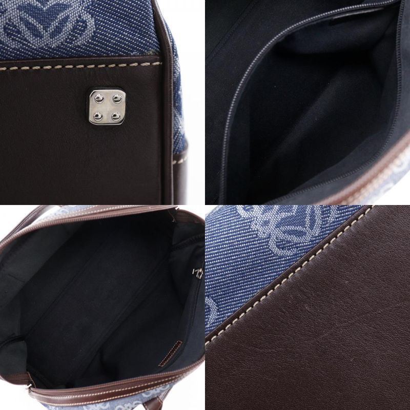 Loewe Anagram Mini Boston Denim Blue Women's Handbag