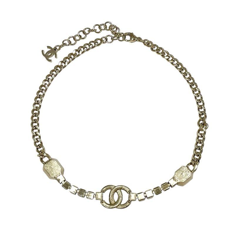 Chanel Necklace Pendant Choker Gold Coco Mark Rhinestone Chain