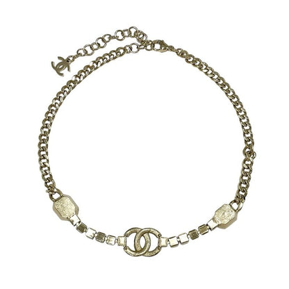 Chanel Necklace Pendant Choker Gold Coco Mark Rhinestone Chain