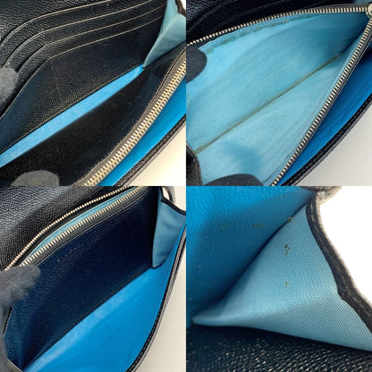 Bvlgari Leather Logo Clip Black Bifold Long Wallet Ladies