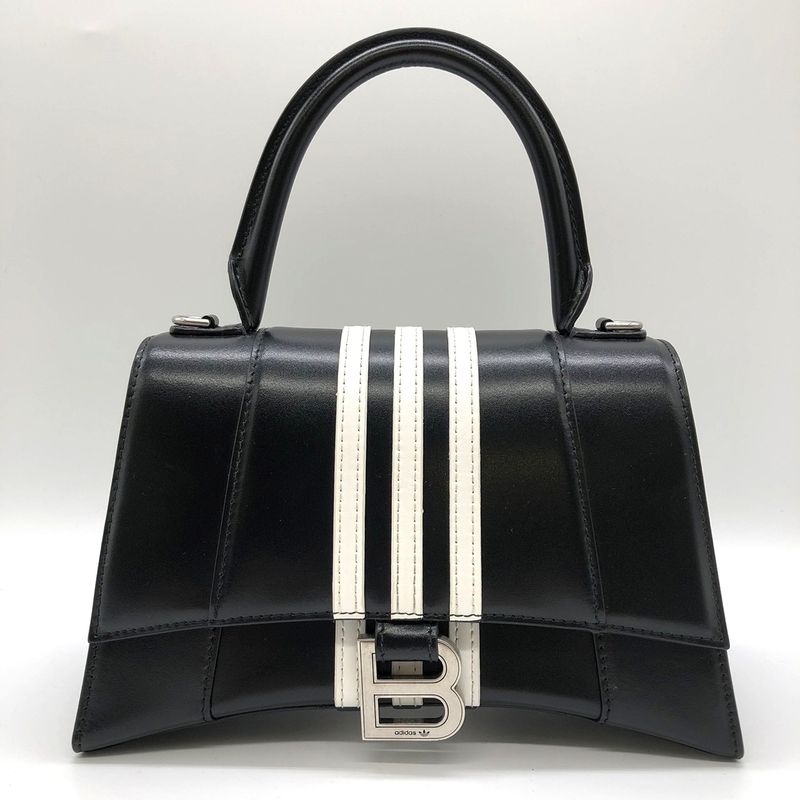 Balenciaga Hourglass Small Adidas Collaboration Handbag Leather Black Women