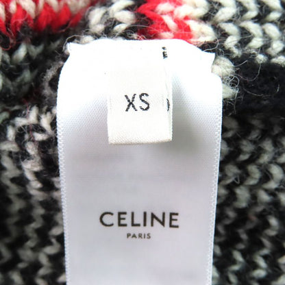 Celine 22AW 2aa80628s 100% Wool Fair Isle Logo Boxy Crew Neck Long Sleeve Knit