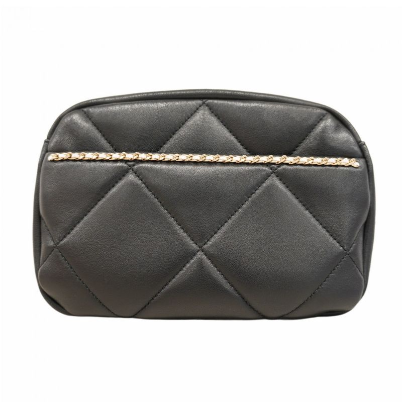 Chanel Shoulder Bag Matelasse Lambskin Black Chien Pan Gold Hardware Women