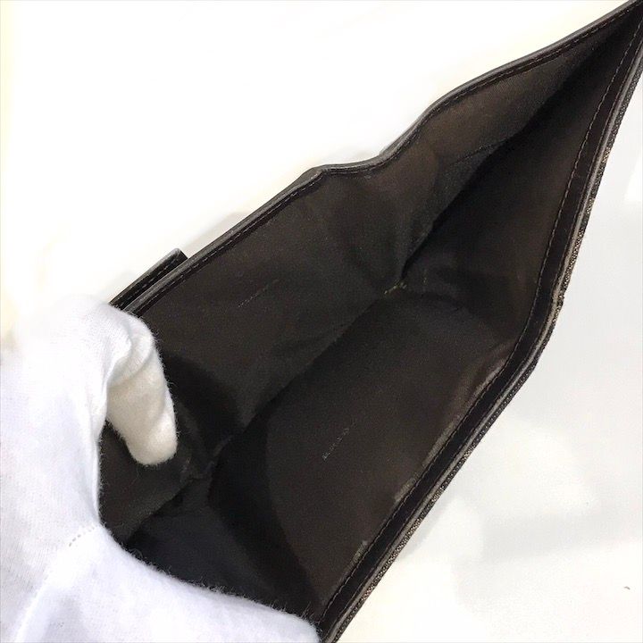 Fendi Zucca Trifold Wallet Compact FF Plate Canvas Leather Brown