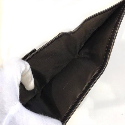 Fendi Zucca Trifold Wallet Compact FF Plate Canvas Leather Brown