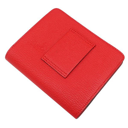 Hermes Bifold Wallet Lauris Luli Slim Chevre Rouge Coup Silver Hardware Red