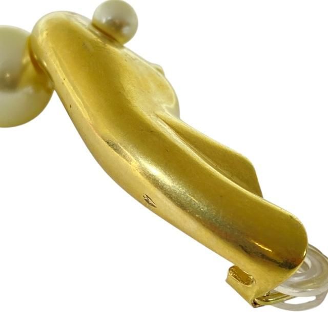 Christian DIOR Ear Cuff Earrings Pearl GP Gold White One Ear