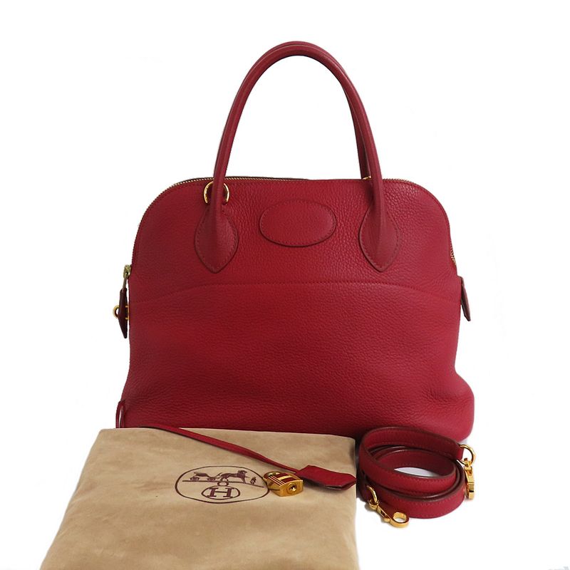 Hermes Bolide 31 Rouge Taurillon Handbag Shoulder Bag Gold Hardware K