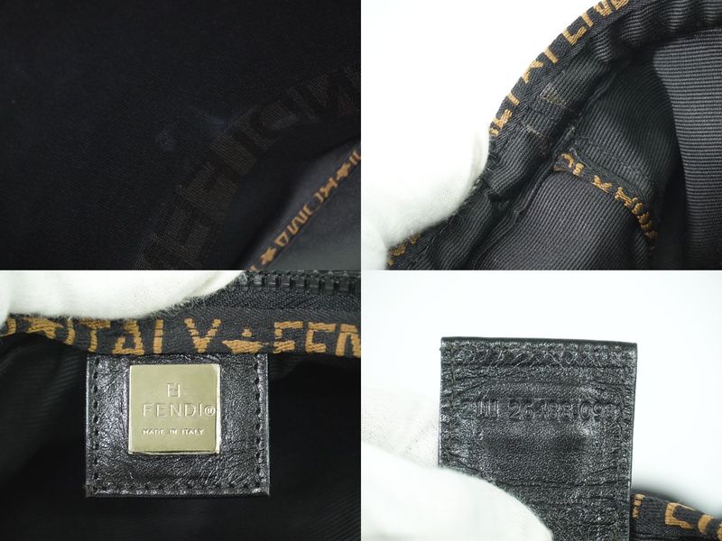 Authentic Fendi Logo Tote Handbag Canvas Black 26488 Bag Pre-owned [follow-up