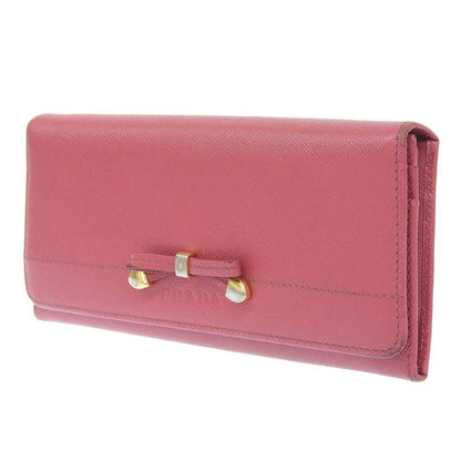 Prada Ribbon 1m1132 Saffiano Peonia Pink Ladies Long Wallet