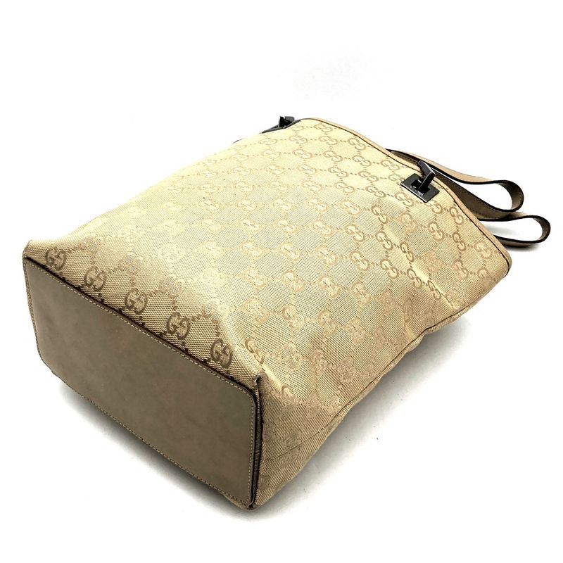 Gucci 31244 Tote Handbag Small Beige GG Canvas/leather Ladies Men Fashion
