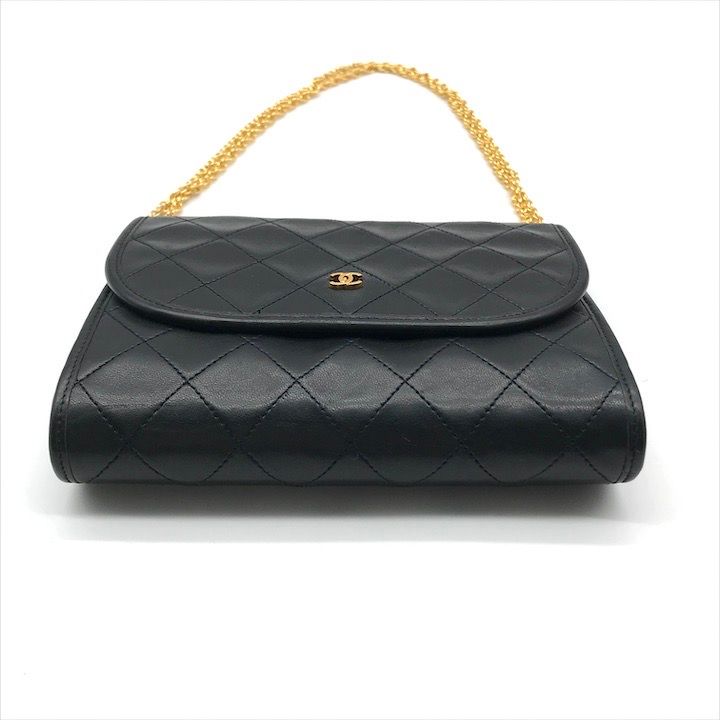 Chanel CC Logo Mini Quilted Chain Shoulder Bag Pouch Black