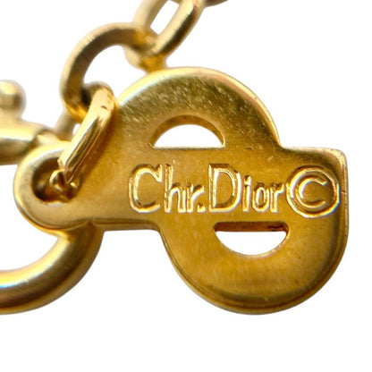 Christian DIOR Necklace Metal Rhinestone Gold Plated Gold