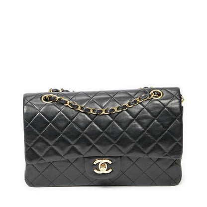 Chanelmatelasse W Flap Black Matelasse Lambskin Leather A