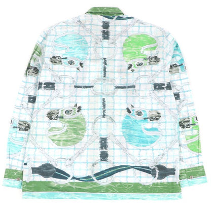 Hermes 100% Cotton Tatersale Remix Bis Total Pattern Sleeve Serie Button Long