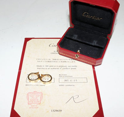 Cartier Hoop Earrings 18K Yellow Gold 2P Diamonds (015ct) Love Earrings B8022900