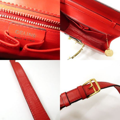 Celine Shoulder Bag Ribbon Hardware Red X Black Bicolor Leather
