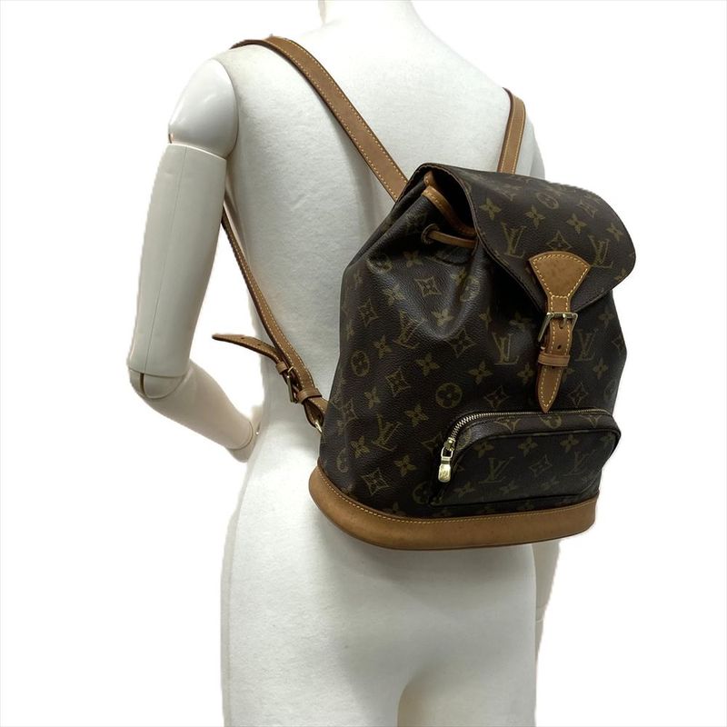 Louis Vuitton Montsourismm Backpack Monogram Canvas M51136 Brown Gold Hardware