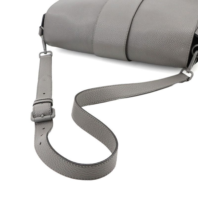 Fendi Baguette Shoulder Messenger Bag Leather Gray 7va536 Silver Hardware